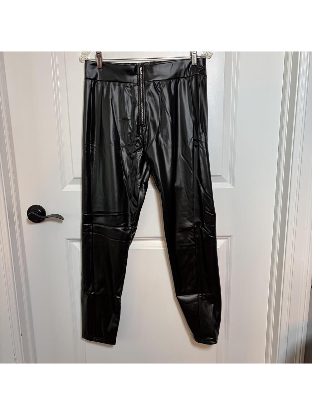 Black Faux Leather High Rise Leggings Size XL